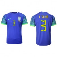 Fotballdrakt Herre Brasil Thiago Silva #3 Bortedrakt VM 2022 Kortermet